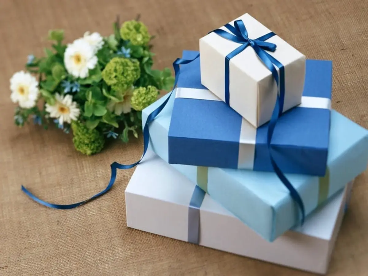 Blue gift packages