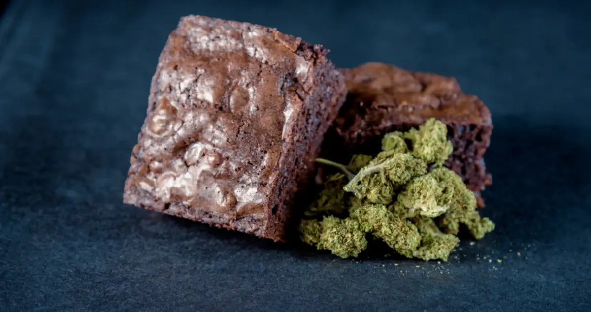 Brownies and cannabis flower