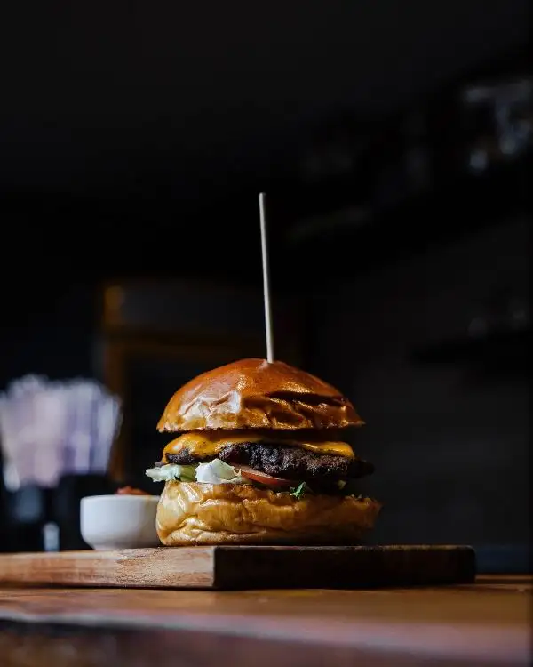 Burger on the table