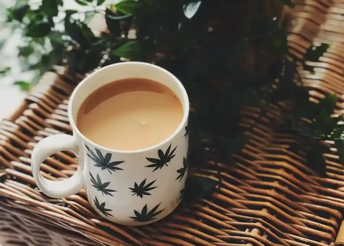 Coffee with Cannabis Leaves on the side