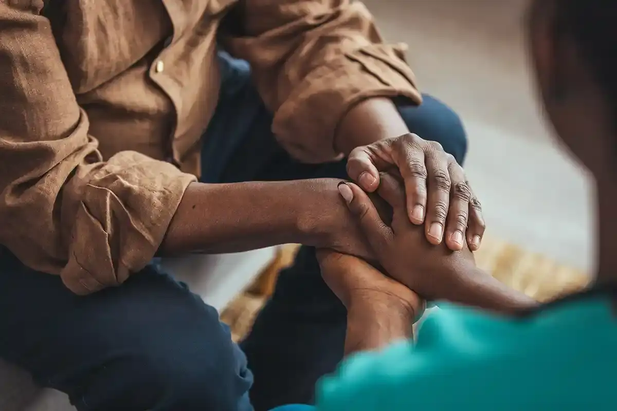 Close up of a couple holding hands