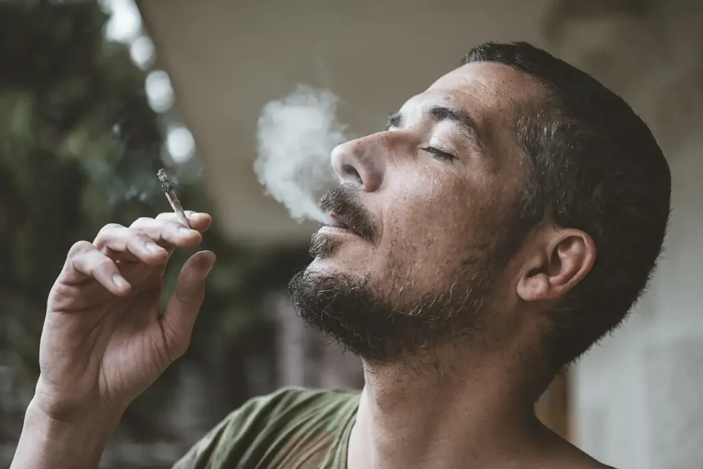 Bearded Man Smoking Marijuana