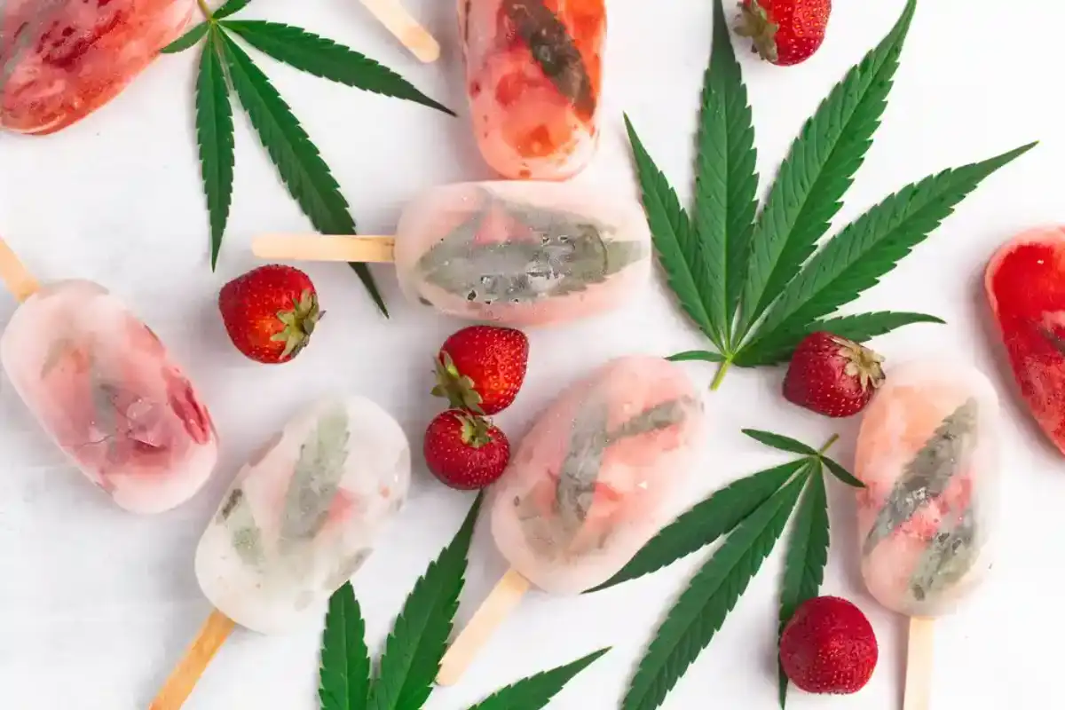 Marijuana Leaves and Strawberries