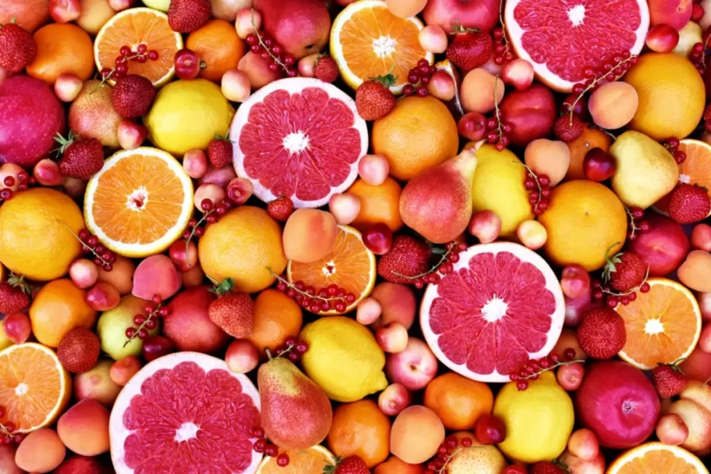 Fresh ripe organic citrus fruits from market