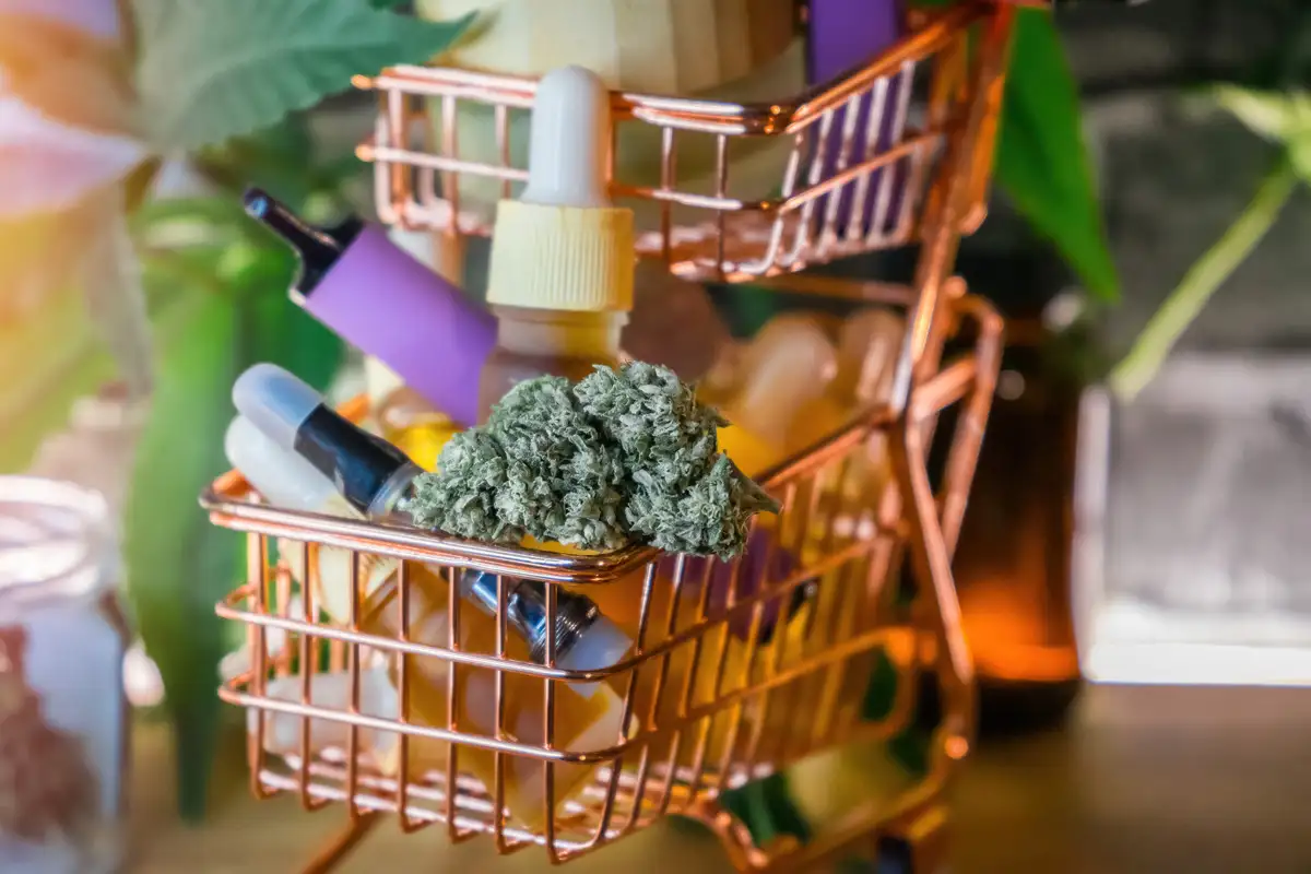 Cannabis on little basket