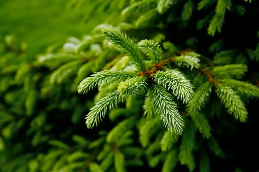 Close up of a green pine tree