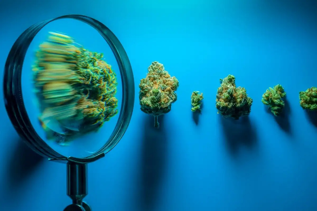 Magnifying glass and Cannabis