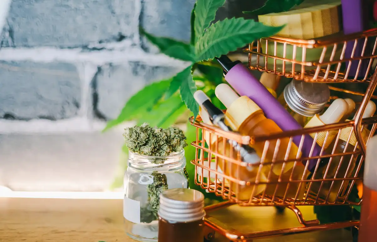 Shopping cart with various cannabis product