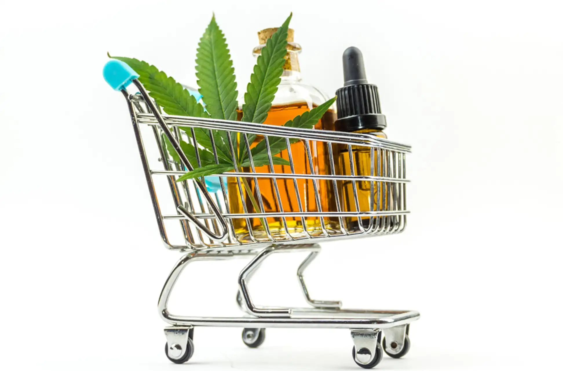shopping cart with cannabis products