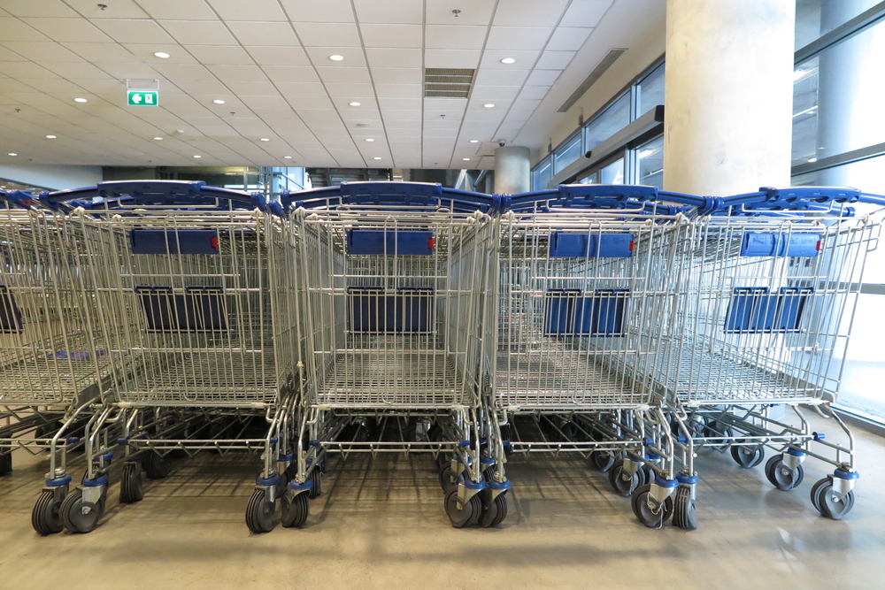 Shopping,Cart,In,A,Row,In,Storage,Area