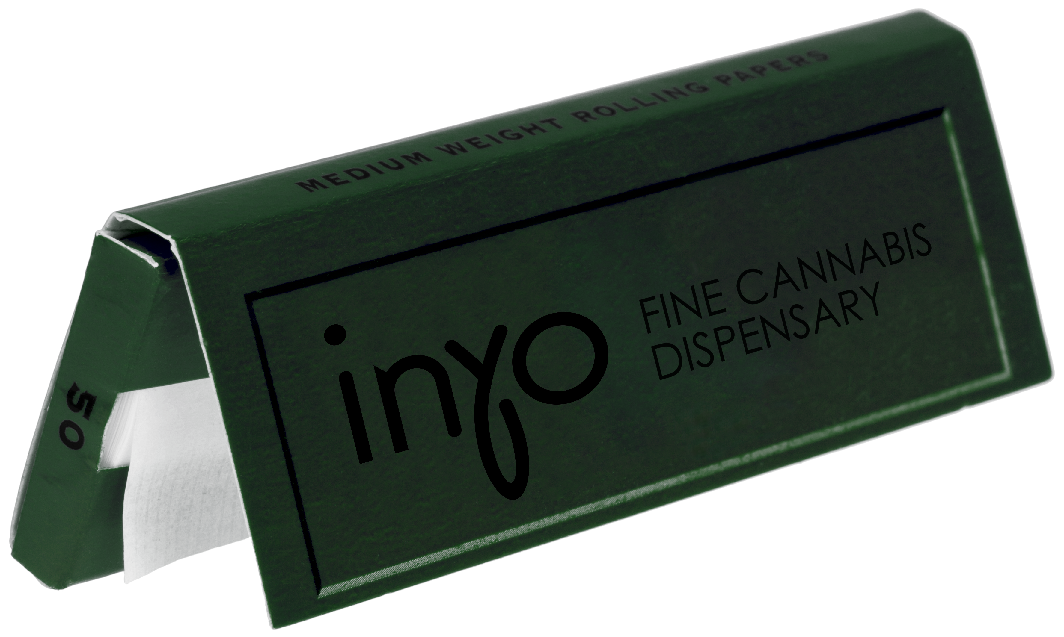 A pack of medium weight rolling papers from Inyo Fine Cannabis Dispensary.